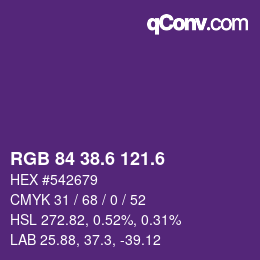 カラーコード: RGB 84 38.6 121.6 | qconv.com
