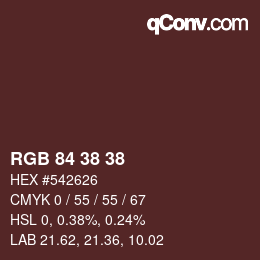 Color code: RGB 84 38 38 | qconv.com