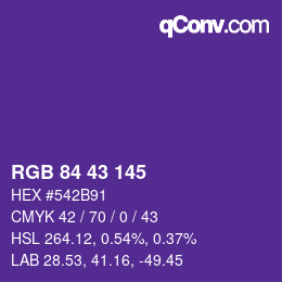 Color code: RGB 84 43 145 | qconv.com