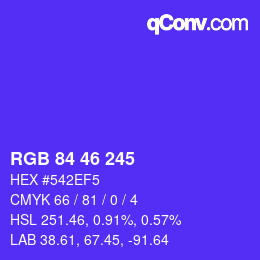 Color code: RGB 84 46 245 | qconv.com