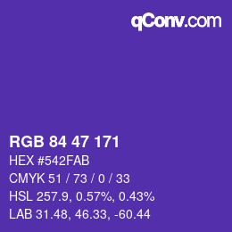 カラーコード: RGB 84 47 171 | qconv.com