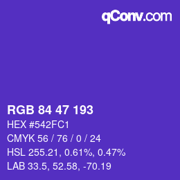 Color code: RGB 84 47 193 | qconv.com