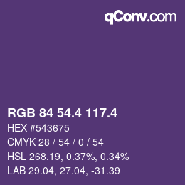 カラーコード: RGB 84 54.4 117.4 | qconv.com