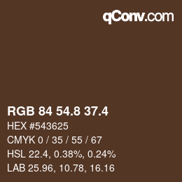 カラーコード: RGB 84 54.8 37.4 | qconv.com
