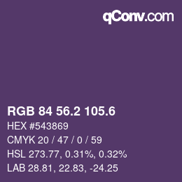 カラーコード: RGB 84 56.2 105.6 | qconv.com