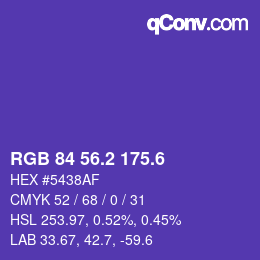 カラーコード: RGB 84 56.2 175.6 | qconv.com
