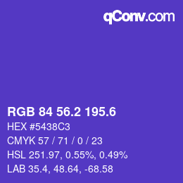 カラーコード: RGB 84 56.2 195.6 | qconv.com