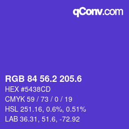 カラーコード: RGB 84 56.2 205.6 | qconv.com