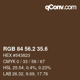 カラーコード: RGB 84 56.2 35.6 | qconv.com