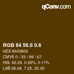 カラーコード: RGB 84 56.6 0.6 | qconv.com