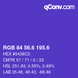 カラーコード: RGB 84 56.6 195.6 | qconv.com