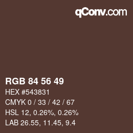 Code couleur: RGB 84 56 49 | qconv.com