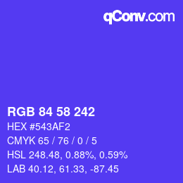 颜色代码: RGB 84 58 242 | qconv.com