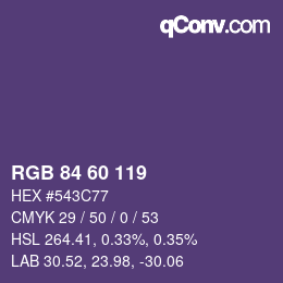 颜色代码: RGB 84 60 119 | qconv.com