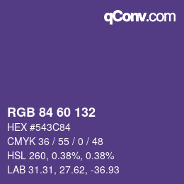 カラーコード: RGB 84 60 132 | qconv.com