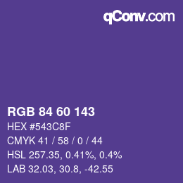 Farbcode: RGB 84 60 143 | qconv.com