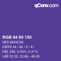 颜色代码: RGB 84 60 150 | qconv.com