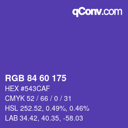颜色代码: RGB 84 60 175 | qconv.com