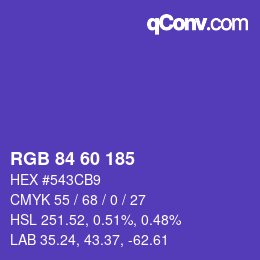 颜色代码: RGB 84 60 185 | qconv.com