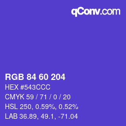 カラーコード: RGB 84 60 204 | qconv.com