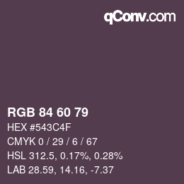 颜色代码: RGB 84 60 79 | qconv.com