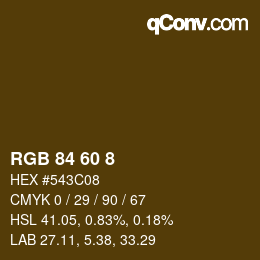颜色代码: RGB 84 60 8 | qconv.com
