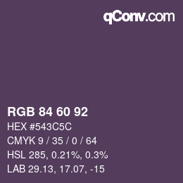 カラーコード: RGB 84 60 92 | qconv.com