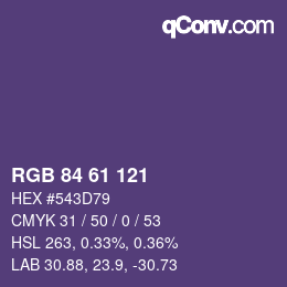 Color code: RGB 84 61 121 | qconv.com