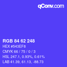 Color code: RGB 84 62 248 | qconv.com