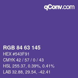 Color code: RGB 84 63 145 | qconv.com