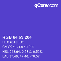 颜色代码: RGB 84 63 204 | qconv.com