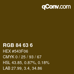 Farbcode: RGB 84 63 6 | qconv.com