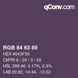 カラーコード: RGB 84 63 89 | qconv.com