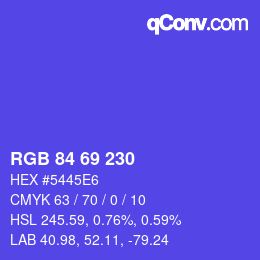 Color code: RGB 84 69 230 | qconv.com