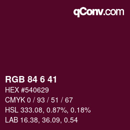 カラーコード: RGB 84 6 41 | qconv.com