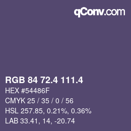 カラーコード: RGB 84 72.4 111.4 | qconv.com