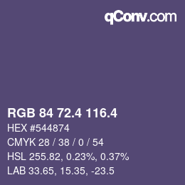 カラーコード: RGB 84 72.4 116.4 | qconv.com
