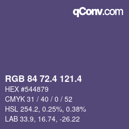 カラーコード: RGB 84 72.4 121.4 | qconv.com