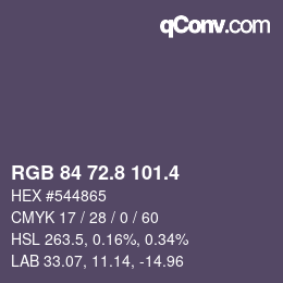 カラーコード: RGB 84 72.8 101.4 | qconv.com