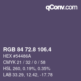 カラーコード: RGB 84 72.8 106.4 | qconv.com