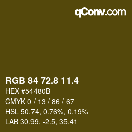 カラーコード: RGB 84 72.8 11.4 | qconv.com