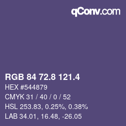 カラーコード: RGB 84 72.8 121.4 | qconv.com