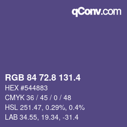 カラーコード: RGB 84 72.8 131.4 | qconv.com