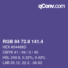 カラーコード: RGB 84 72.8 141.4 | qconv.com