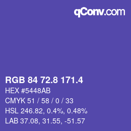カラーコード: RGB 84 72.8 171.4 | qconv.com