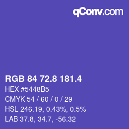 カラーコード: RGB 84 72.8 181.4 | qconv.com
