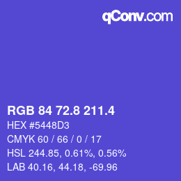 カラーコード: RGB 84 72.8 211.4 | qconv.com