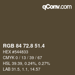 カラーコード: RGB 84 72.8 51.4 | qconv.com