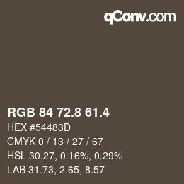 カラーコード: RGB 84 72.8 61.4 | qconv.com