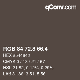カラーコード: RGB 84 72.8 66.4 | qconv.com